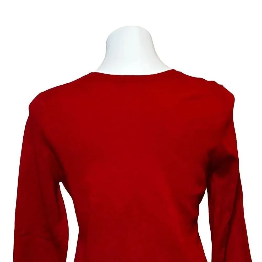 InCashmere red scoop neck 3/4 sleeve cashmere sweater size L - Picture 4 of 15